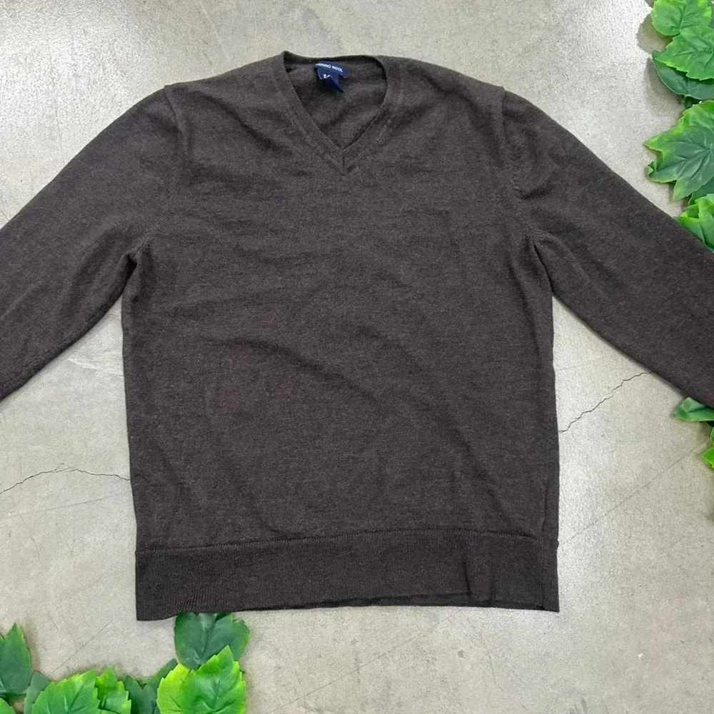 GAP 100% Merino Wool V-Neck Sweater Brown